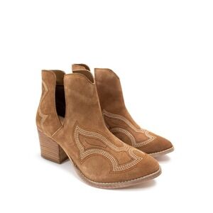 New Naughty Monkey JOURNEE ANKLE BOOTS IN TAN Size 10 Genuine Suede 3" Heel